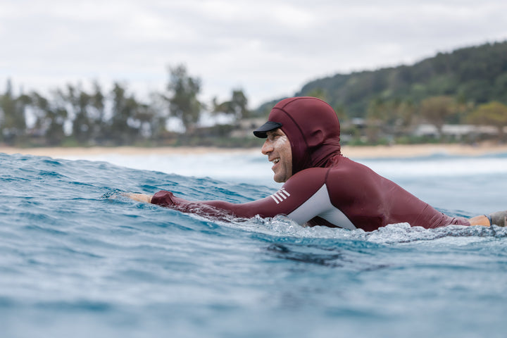 Maroon Carvico Hooded Surf Rashguard