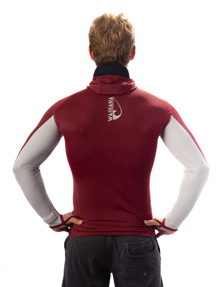 Maroon Carvico Hooded Surf Rashguard