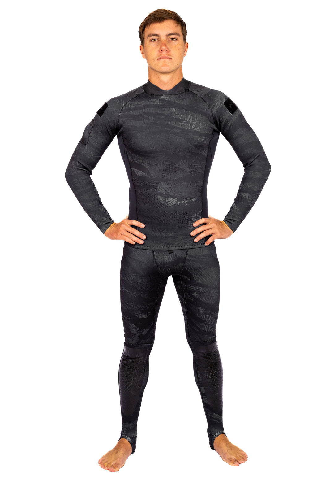 Men's Tropicam Black Rear-zip Surf Top