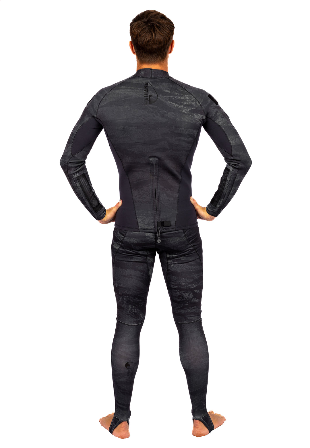 Men's Tropicam Black Rear-zip Surf Top