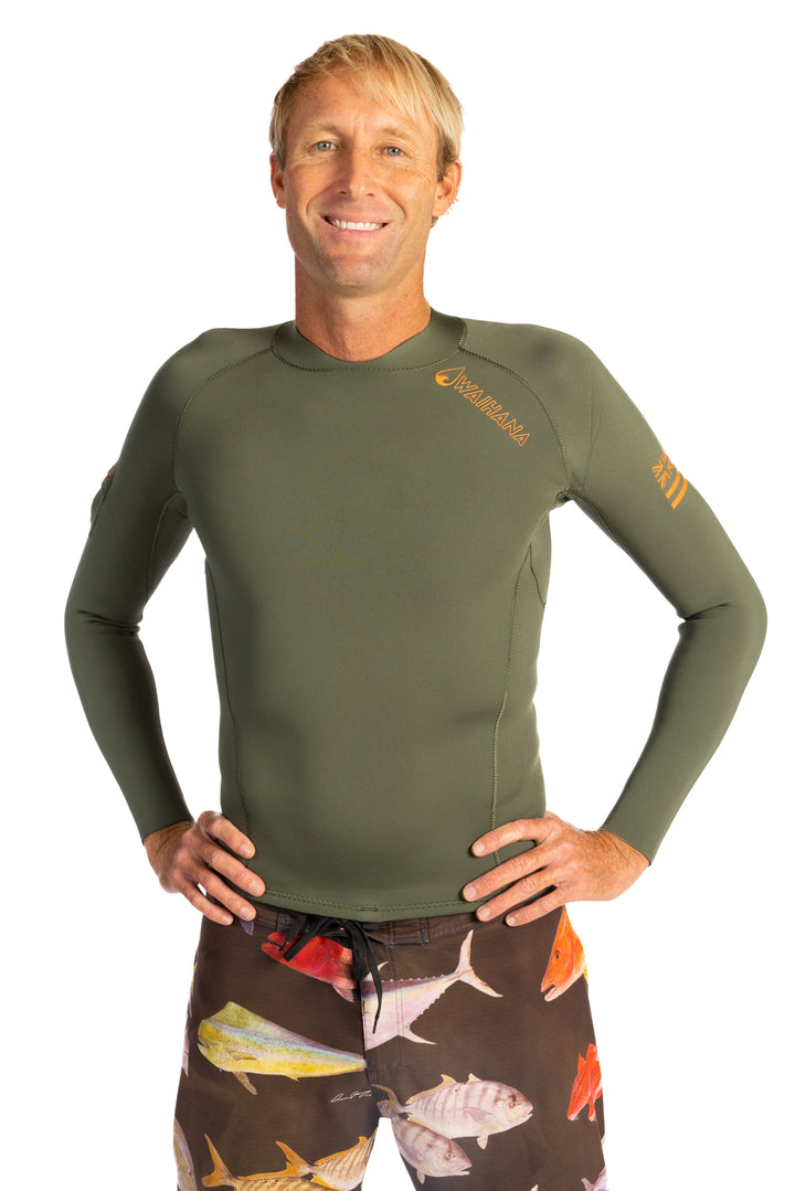 Men's Ranger Green Rear-zip Surf Top